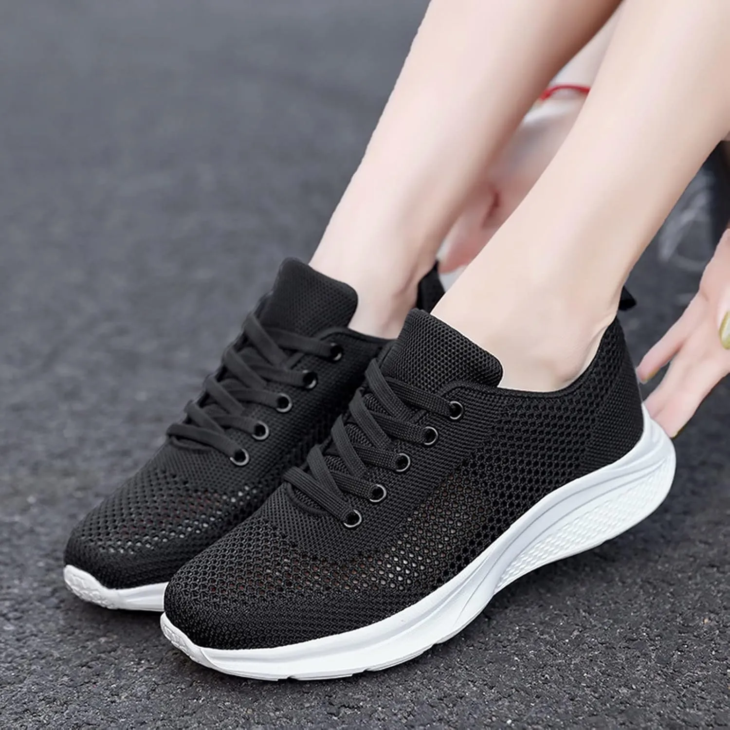 Womens Running Shoes Lightweight Breathable No Slip Tennis Shoes Womens Sports Black Casual Shoes Men's Fashion Sneakers Tennis Shoe Cross Trainer Shoe