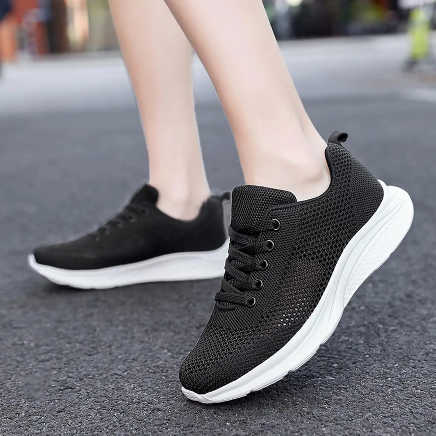 Womens Running Shoes Lightweight Breathable No Slip Tennis Shoes Womens Sports Black Casual Shoes Men's Fashion Sneakers Tennis Shoe Cross Trainer Shoe
