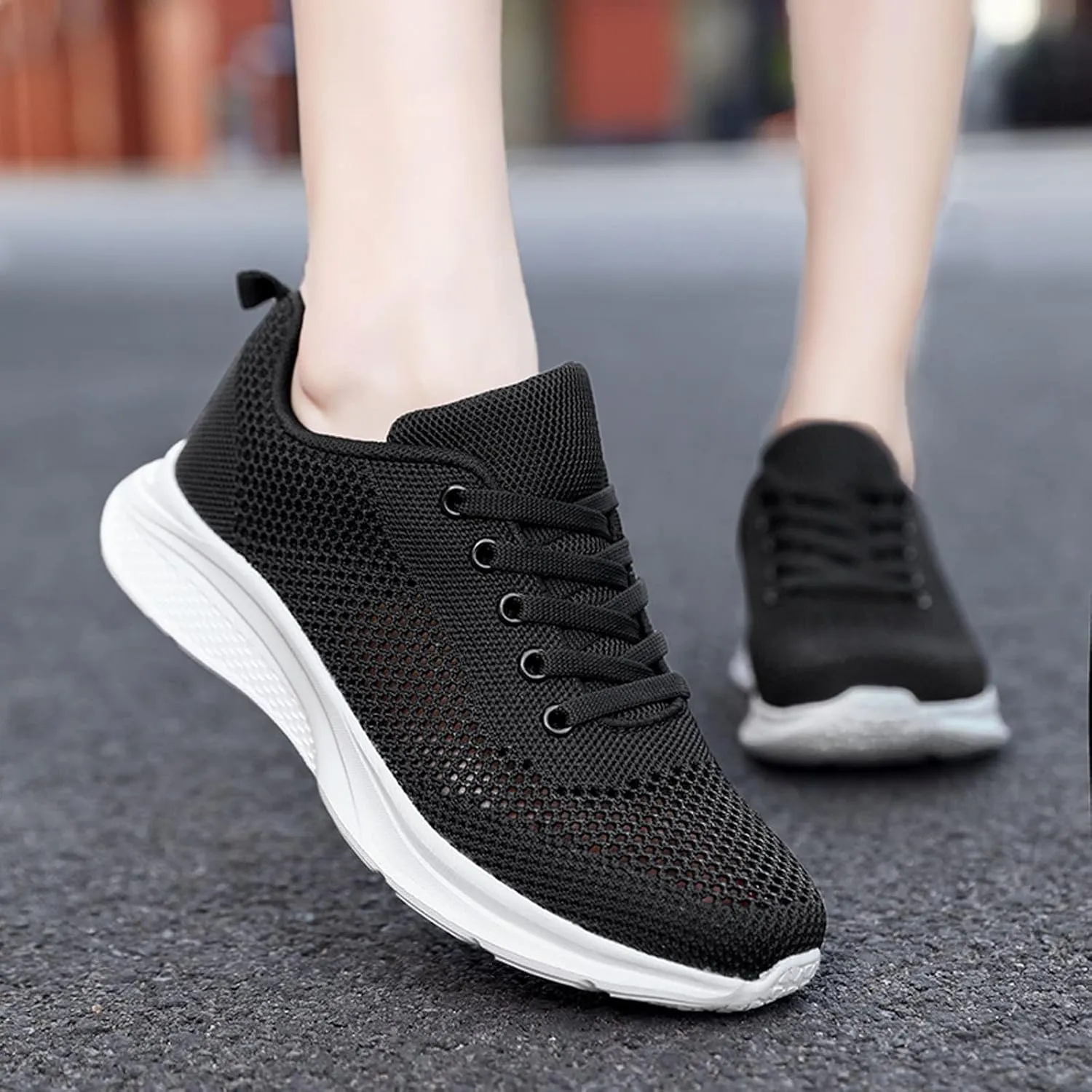 Womens Running Shoes Lightweight Breathable No Slip Tennis Shoes Womens Sports Black Casual Shoes Men's Fashion Sneakers Tennis Shoe Cross Trainer Shoe